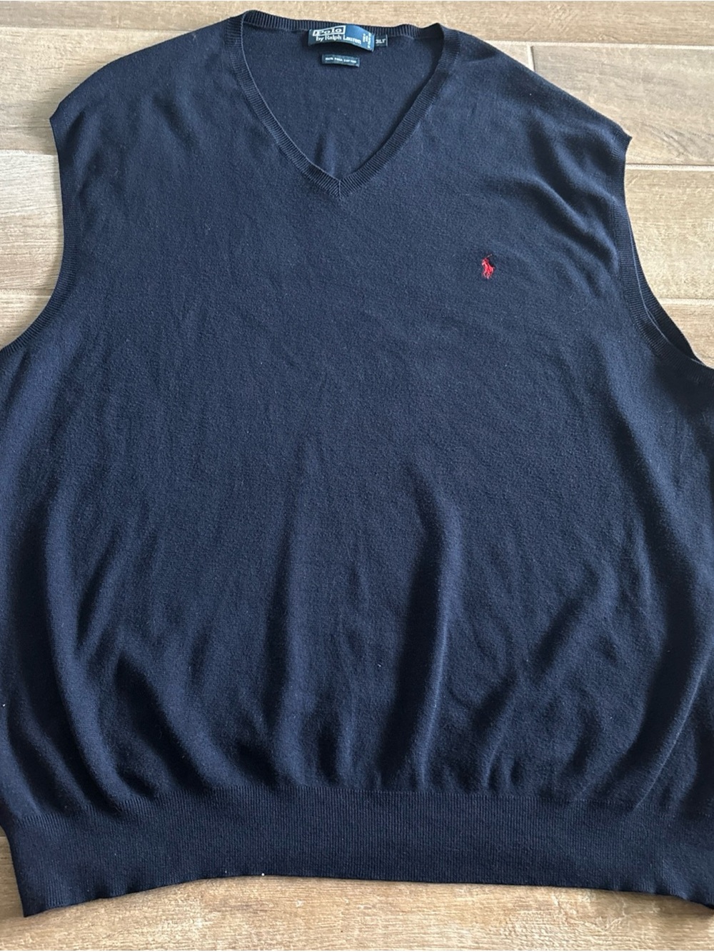 Polo Ralph Lauren Sweater Vest Mens 3xl tall Blue V-Neck Cotton Tight-Knit Logo